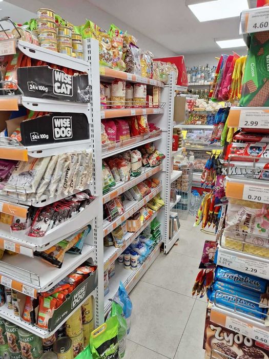 Двустранен островен /гондола/ стелаж- бял  НОВ НАЛИЧЕН