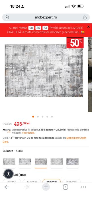Covor Florence Gold  230x160