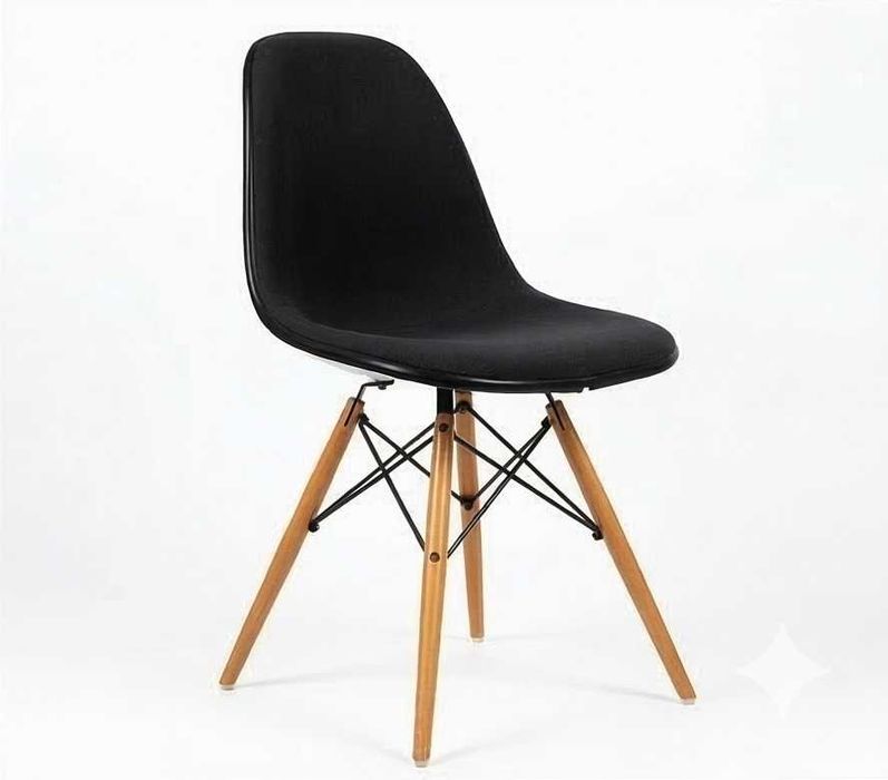 Vitra Eames DSW Стол — ОРИГИНАЛ, Тъмно Сива Тапицерия, Кленови Крака
