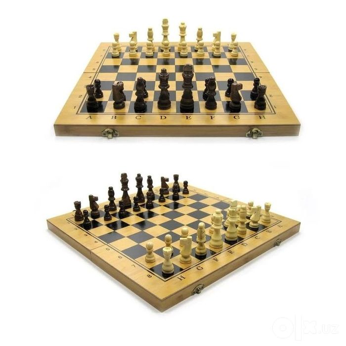 Шахматы + шашки + нарды (3 в 1)  деревянная 47x48 см