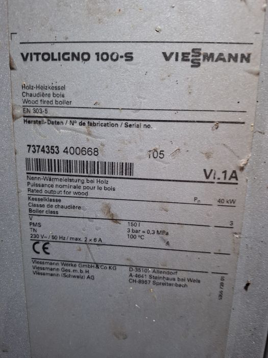 Centrală termică pe lemne  Viessmann Vitoligno 100-S (Gazeificare) – 40 kW