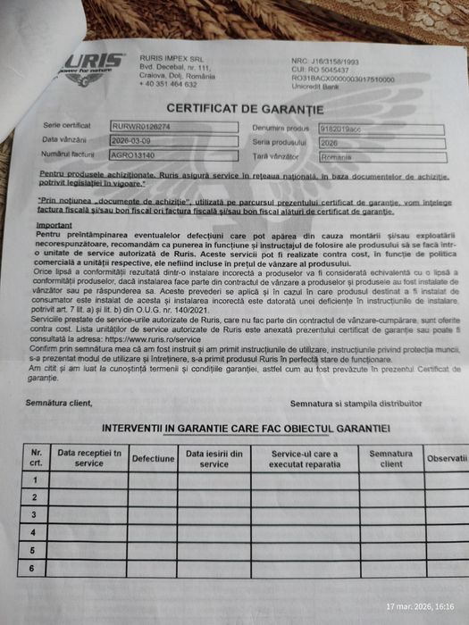 Motocultor Ruris 918 ACC 18CP NOU + remorcă + accesorii + 2 ani garanț