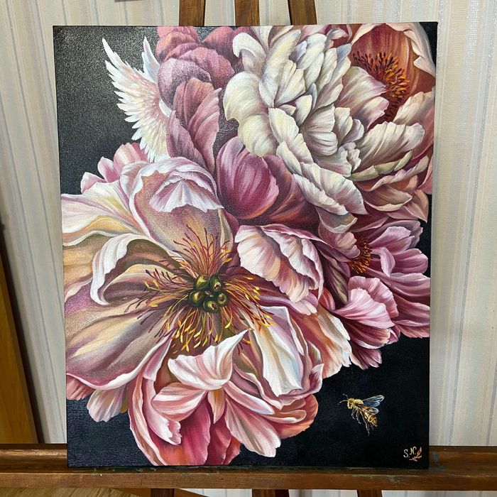 Картина  маслом цветы