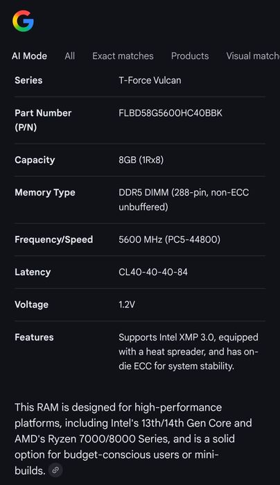 Teamgroup T-Force Vulcan Ddr5-5600