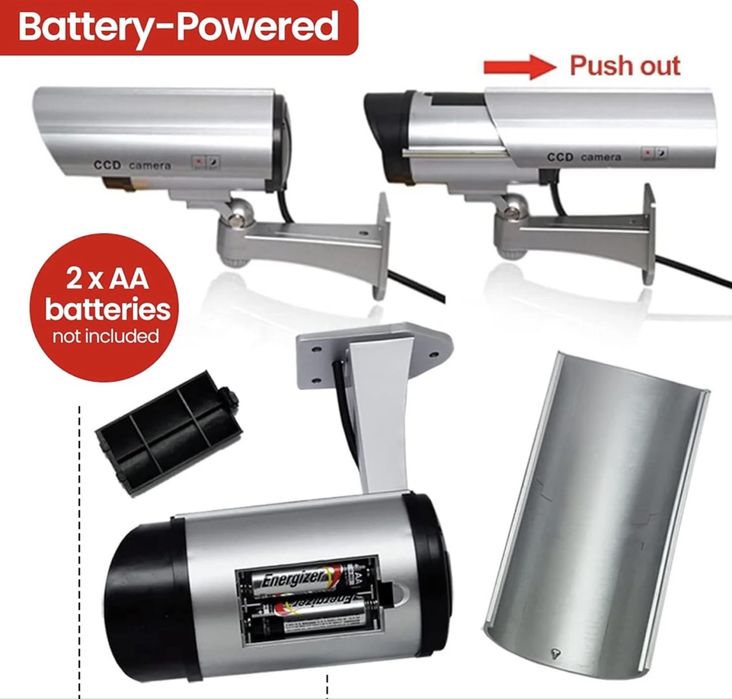 Set 4 camere supraveghere video false LED rosu incorporat