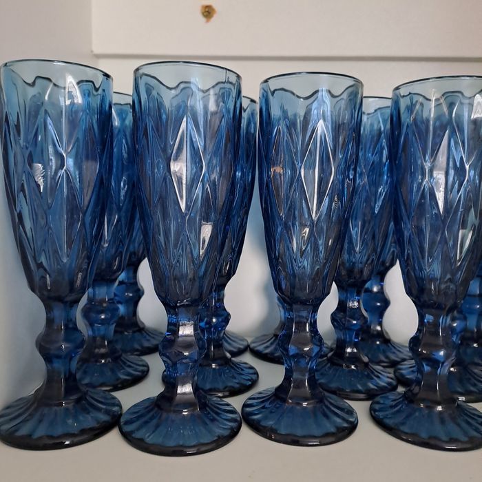 Набор синих бокалов 12 штук