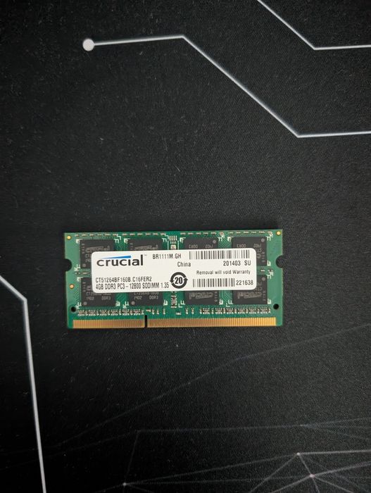 Memorie RAM Laptop Crucial 4GB DDR3 PC3-12800 SODIMM 1.35V