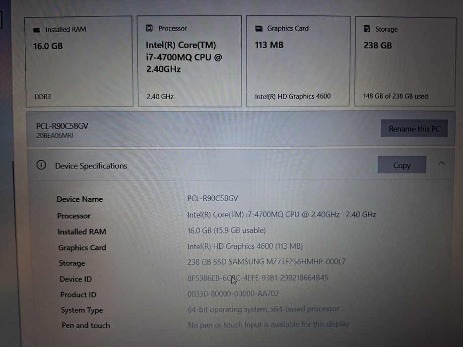Laptop Lenovo ThinkPad