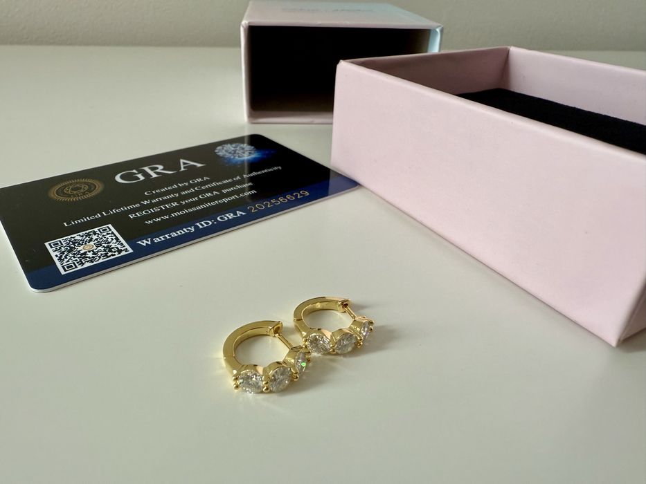 S925 Сребърни обеци с 18к златно покритие и Камък Мойсанит 0.9к карата