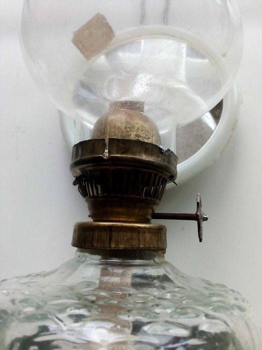 Стара газена лампа № 8 комплект със стъклото /шишето/