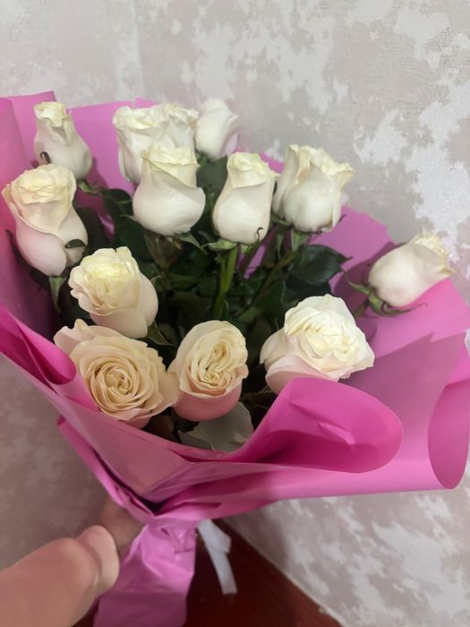 Цветы, белые розы, свежие