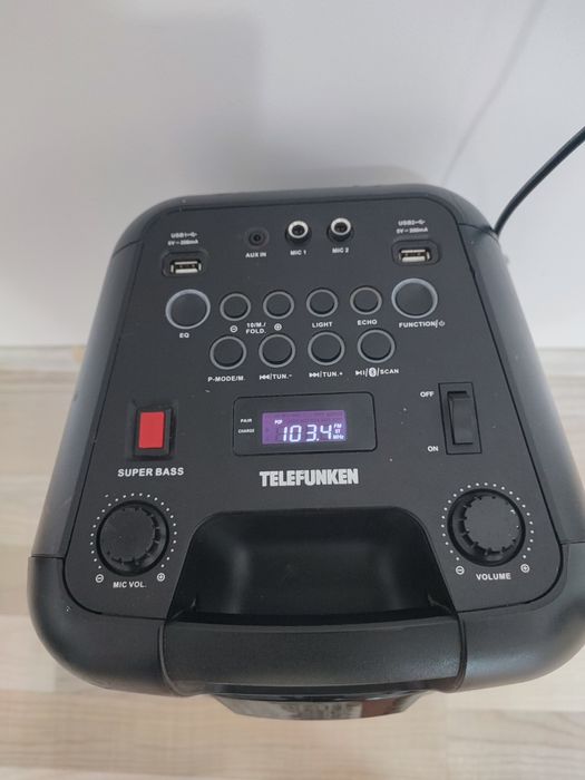 Boxa portabila Telefunken Bluetooth Aux USB microfon radio lumini