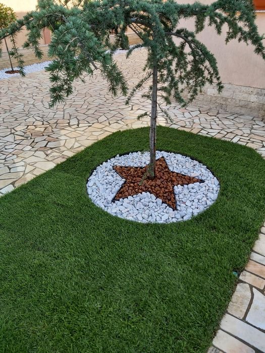 Sisteme irigare gazon rulou montaj piatra decorativa