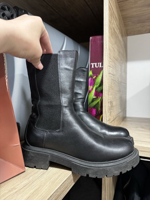 зимние кожанные сапоги