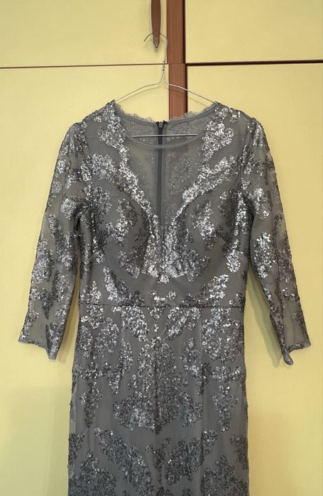Rochie de seara Bellice silver cu paiete