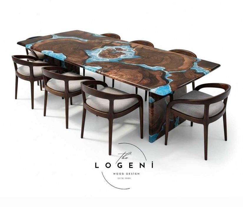 Луксозна епоксидна маса “Ocean” от орех – дизайнерска маса