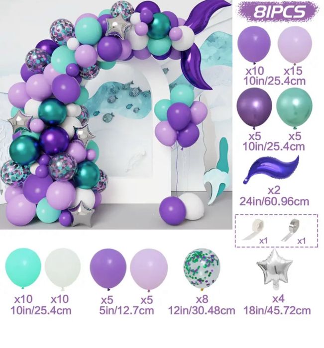 Kit de baloane pentru arcada roze/roz/albastru/unicorn