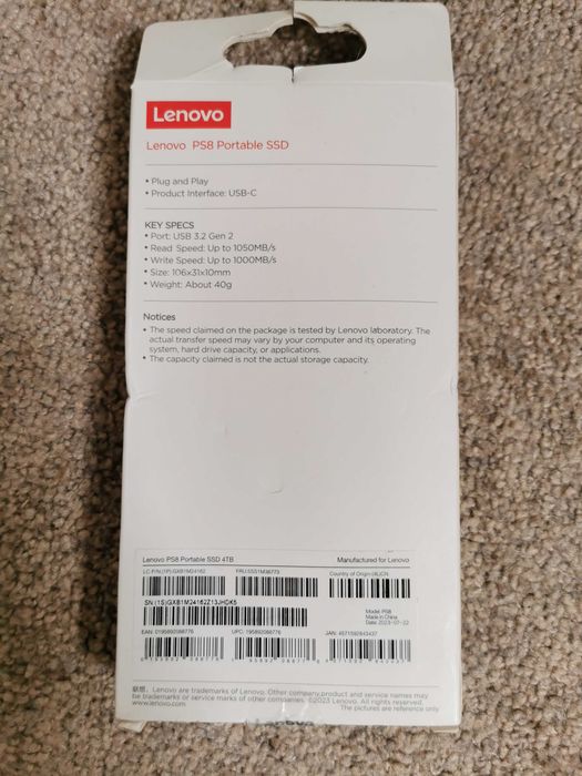 SSD portabil Lenovo 4 Tb si Samsung T7 4 Tb