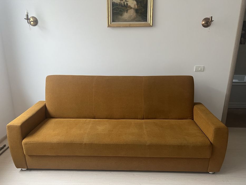 Canapea galben mustar extensibila