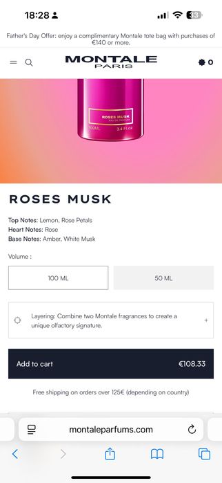 Оригинален парфюм Montale Roses Musk (около 60-70 мл от 100 мл)