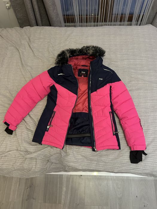 Geaca LOAP ski roz-albastru inchis cu gluga cu blaniță