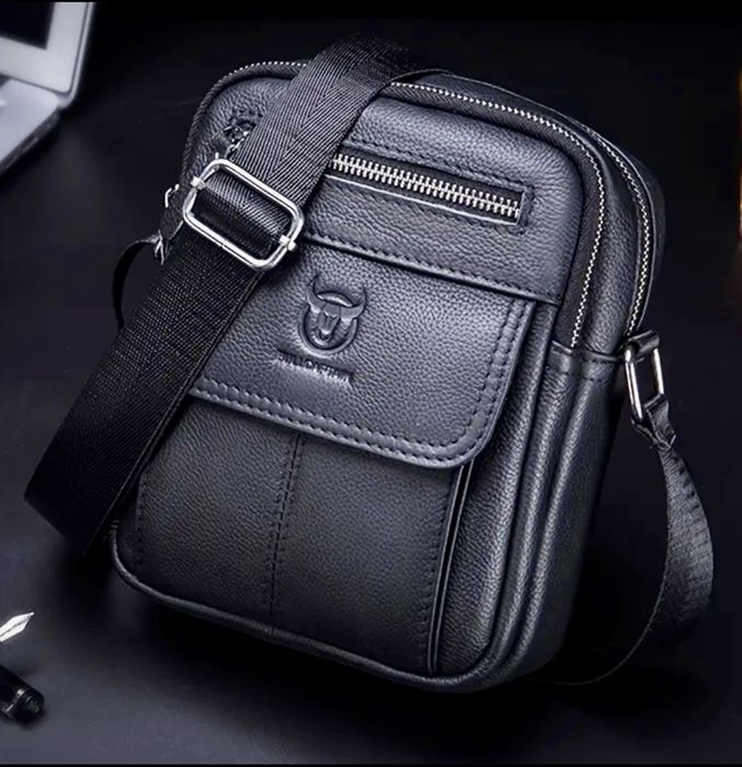 Мъжка класическа чантичка BULLCAPTAIN*/Черна и Кафява естествена кожа!