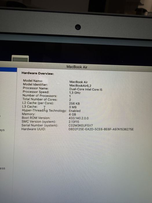 Apple Macbook air 13” A1466 EMC 2632