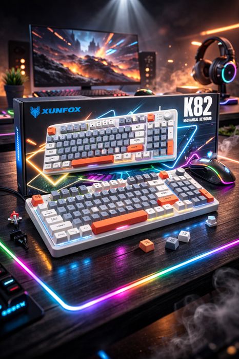 Клавиатура игровая мембранная бесшумная клавиатура Xunfox k82