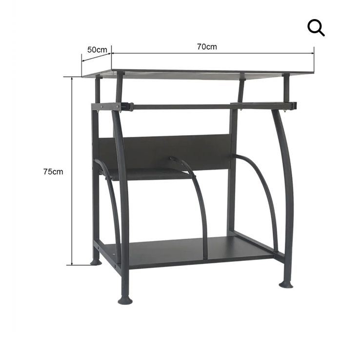 Бюро за лаптоп – компактно със стъклен плот – 70 см x 50 см – черно