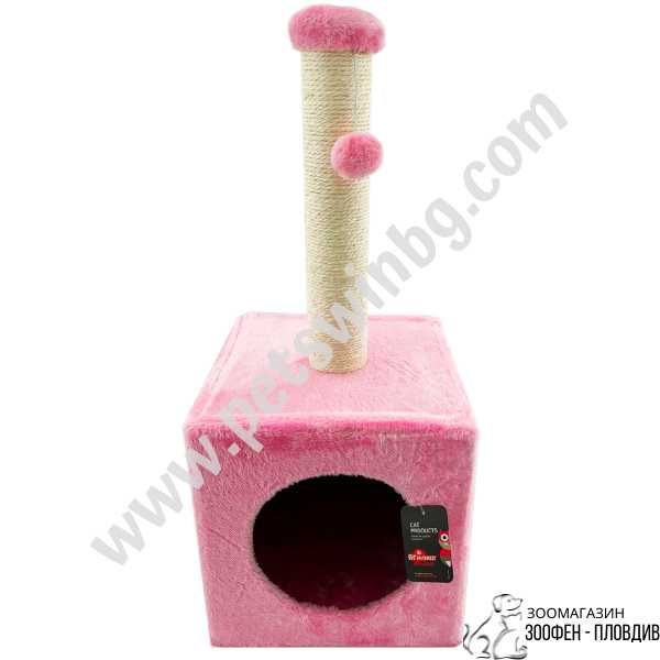 PetInterest Cube Cat Tree Pink 31/31/67см - Драскало за Коте с Къщичка