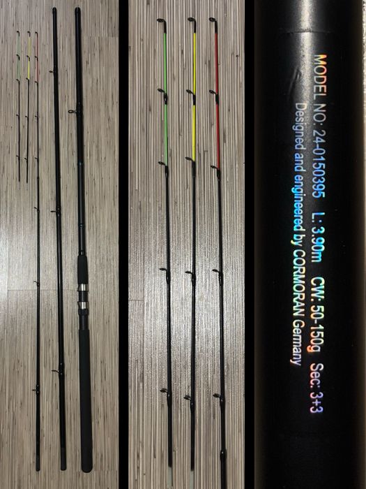 Vând lansetă feeder Cormoran Sportline de 3.90m, cu puterea de aruncare de 50-150g, din 3 segmente și 3 vârfuri