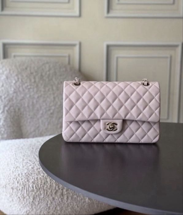 Geanta Chanel double flap powder pink 20 cm premium piele naturala pe comanda