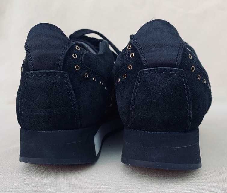 Burberry Sneakers Adidasi Studded Suede Black Mahogany Marime 35