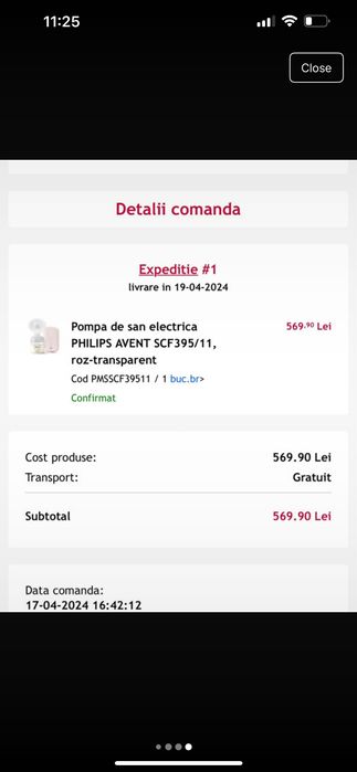 Vand pompa san electrica Philips-model SCF395/11