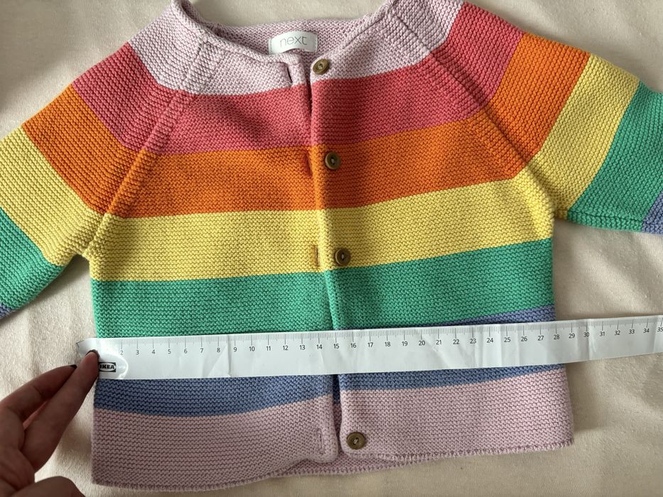 Pulover cu nasturi, curcubeu, Next, aprox 12 luni