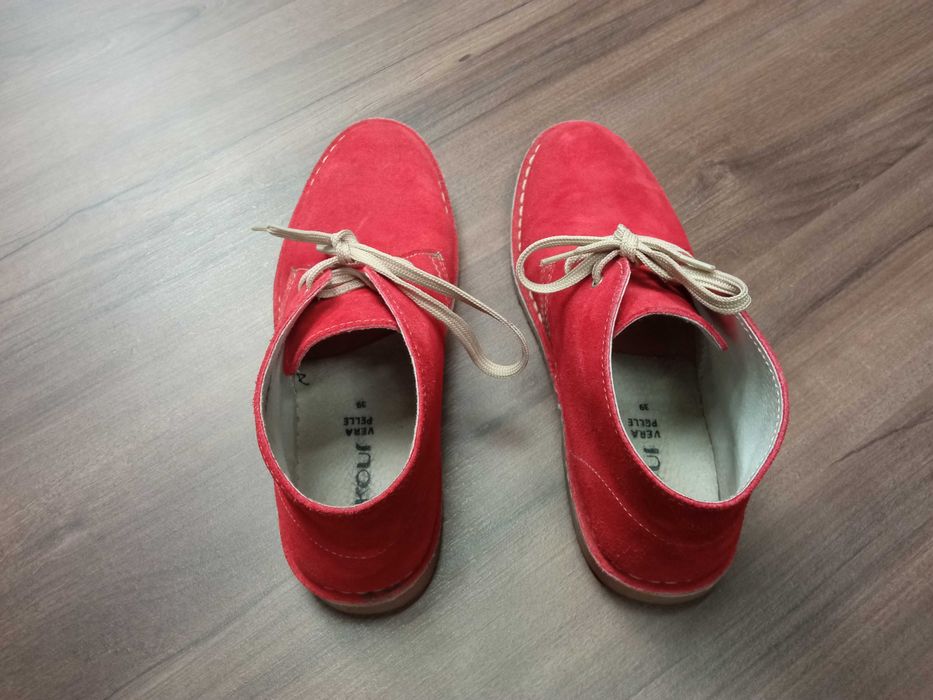 Дамски червени боти естествен велур № 39