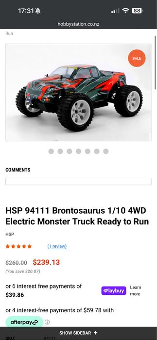 Vand automodel masinuta rc telecomanda 1/10 hsp brontosaurus noi