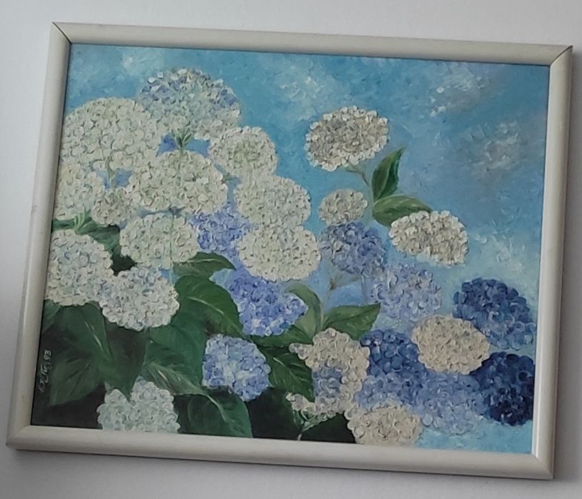 Картина "Хортензии"* Акрил*Сигнирана* С рамка
