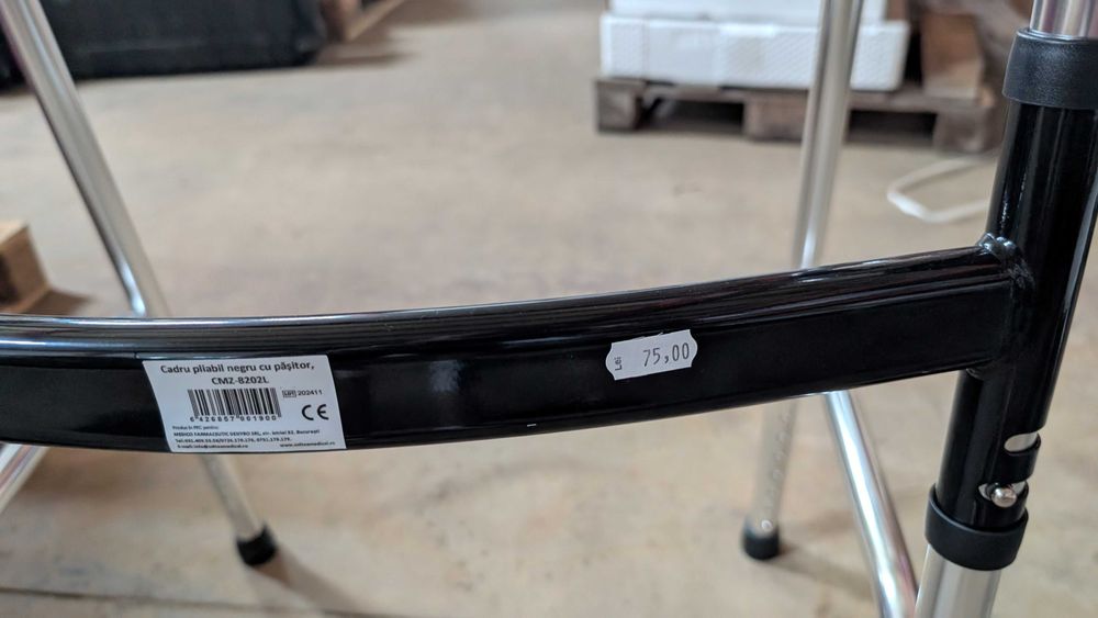 Cadru de Mers Pliabil din Aluminiu, Reglabil pe Inaltime, Antiderapant