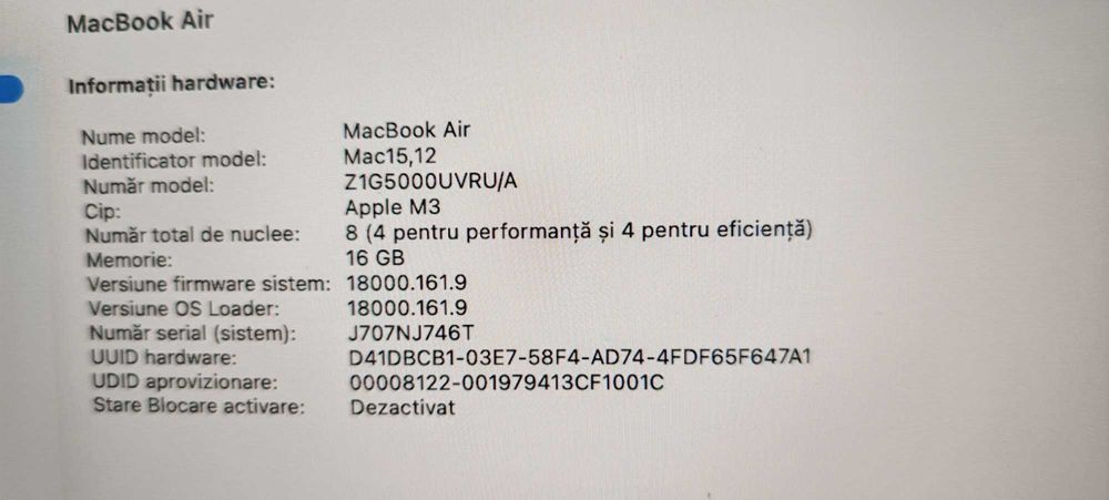 Laptop Apple MacBook Air 13.6" - M3 - 16GB RAM - 512GB SSD - A3113
