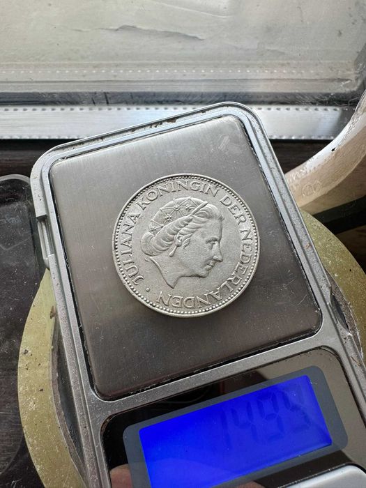 Monedă de Argint 2 ½ Guldeni Olanda, 1961 – Regina Juliana