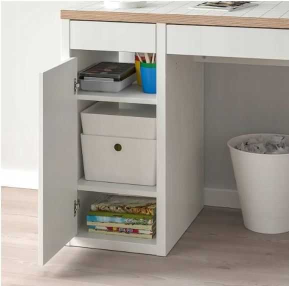 Birou IKEA MICKE alb 105x50cm, 2 rafturi reglabile, 75cm inaltime, nou sigilat