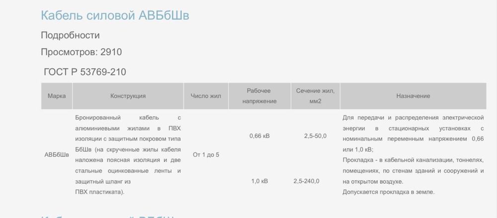 силовой бронированный кабель