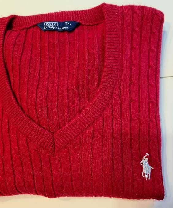 мъжки пуловер Polo Ralf Lauren червен V яка