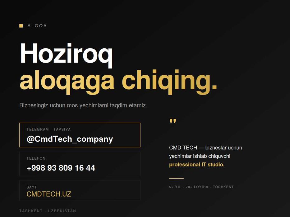 Professional veb-sayt va Telegram bot ishlab chiqish | CMD TECH