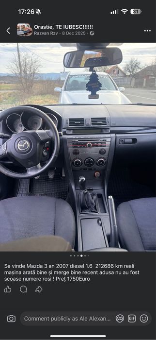 Mazda 3 1.6 Diesel 2007 – stare bună, km reali