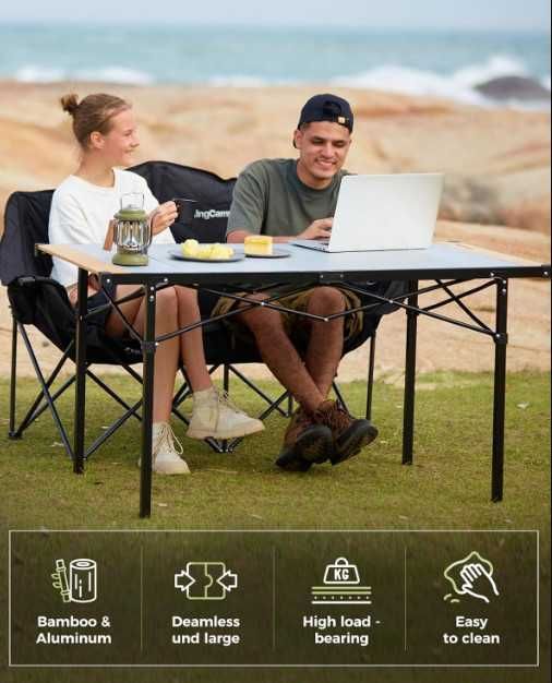 Сгъваема къмпинг маса KingCamp, голяма къмпинг маса 136 х 70 см