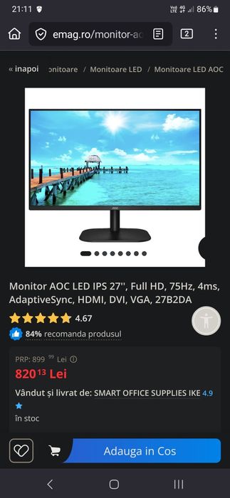 Monitor AOC 75 hz 27inch