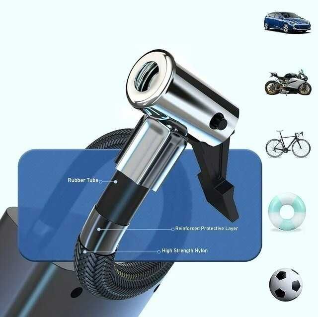 Компресор за гуми с лед дисплей и вградена батерия