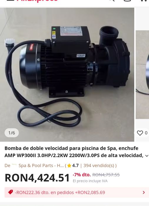 Carte tehnică Pompa jacuzzi hidromasaj 2 viteze dimensiune mufa 78